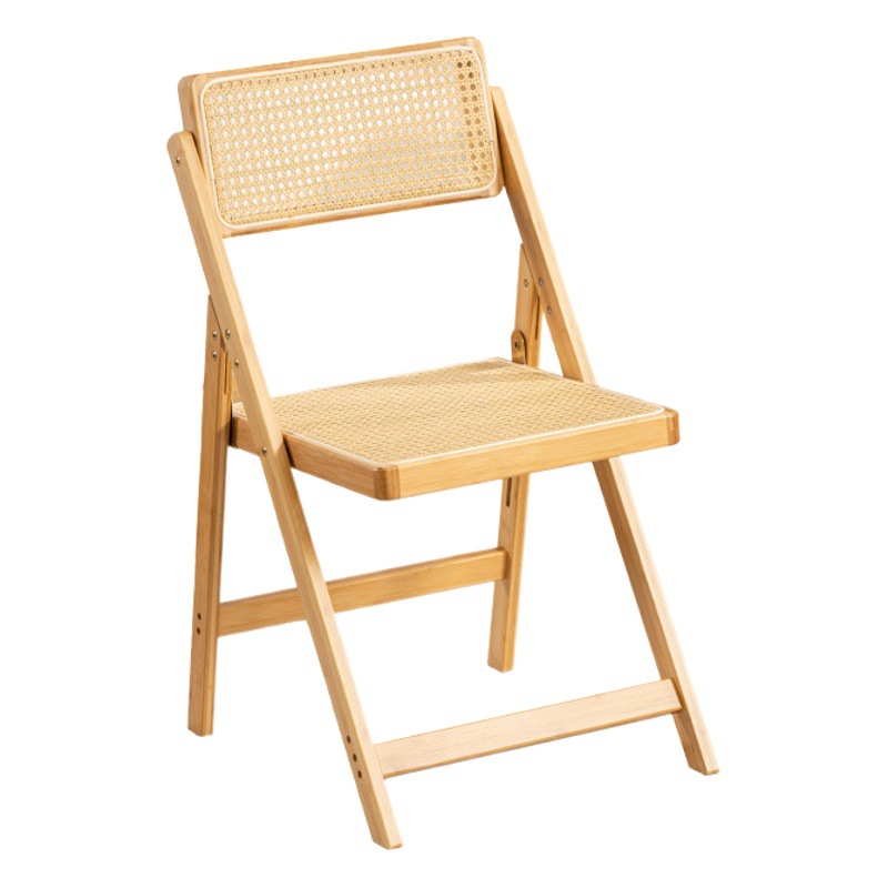 Silla plegable de ratán de estilo japonés sala de estar Silla de comedor en casa con respaldo Silla de comedor portátil de bambú estilo de registro nuevo