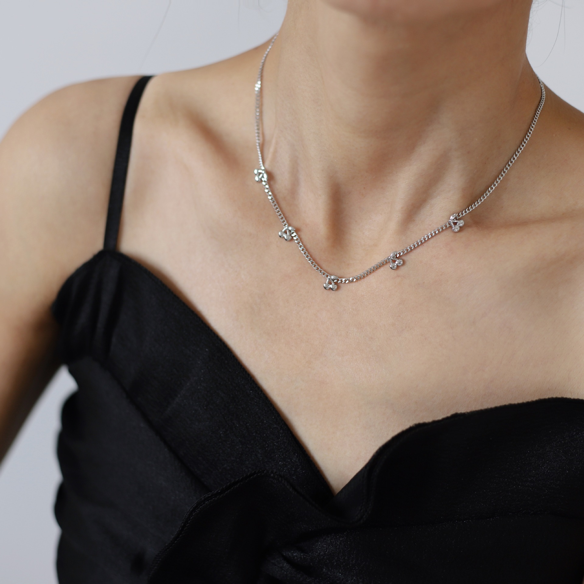 Model Show Cherry Pendant Stainless Steel Necklace