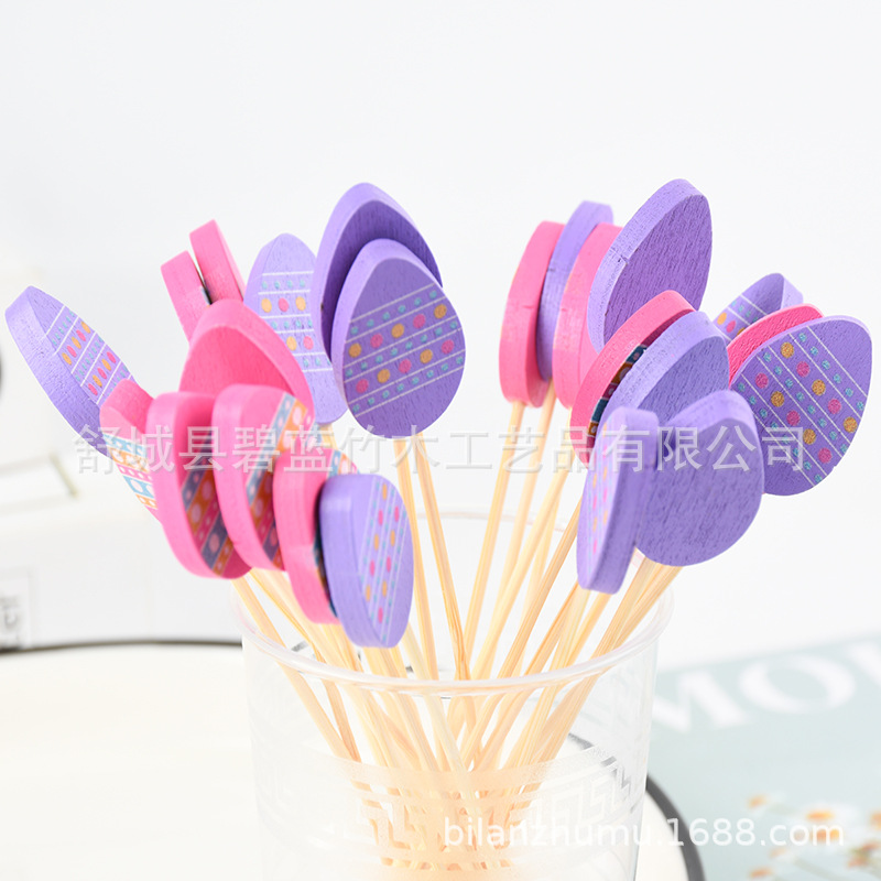 Balón creativo horquilla de fruta artística camellia etiqueta de cóctel creativa etiqueta de fruta etiqueta de sushi etiqueta al por mayor en stock