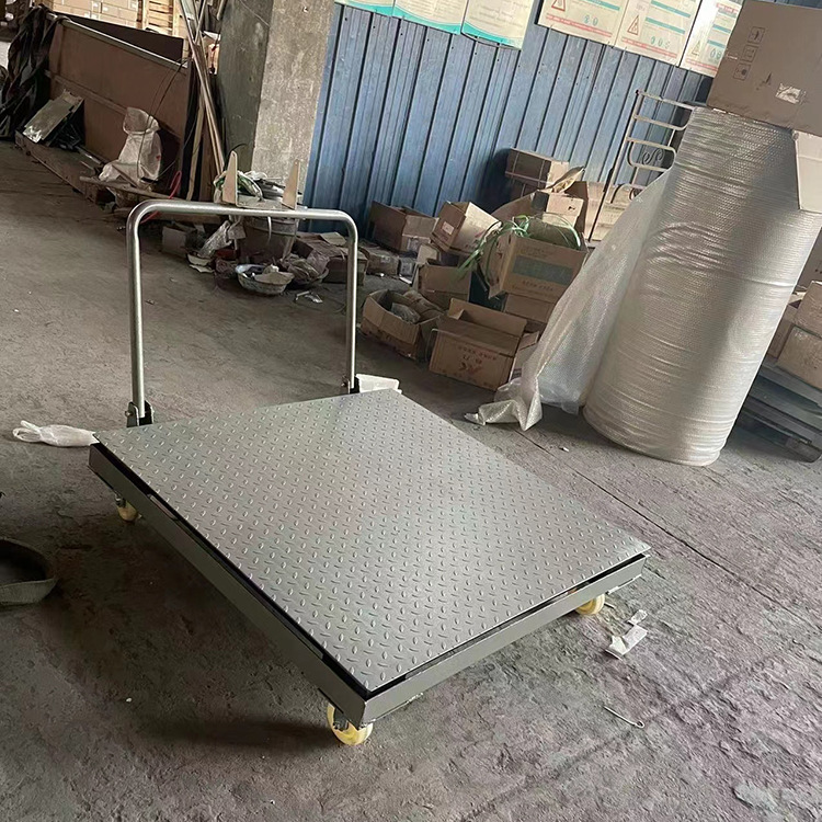 移动电子地磅1-2吨带滚轮手推移动地磅秤1.2×1.2m可折叠平台秤3T