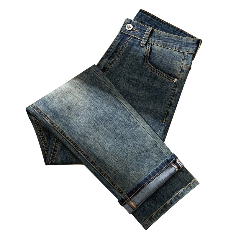 Осенняя тенденция эластичных джинсов для отдыха, slim fit, свободный прямой крой