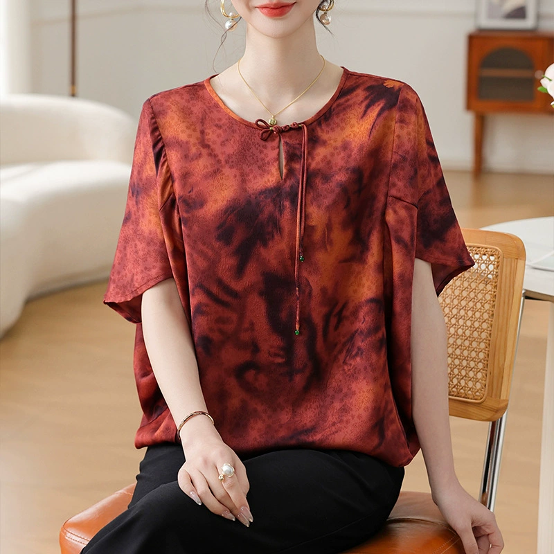 Новая модная мама с короткими рукавами шифоновая рубашка для женщин среднего возраста