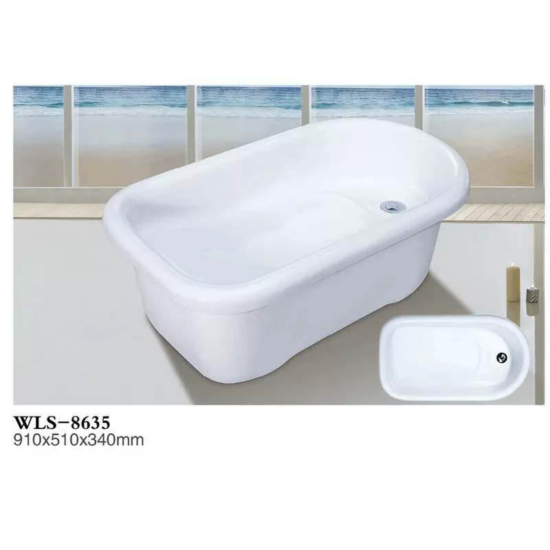 佛山亚克力简约独立式家用儿童泡澡小浴缸小孩按摩洗澡沐浴盆8635