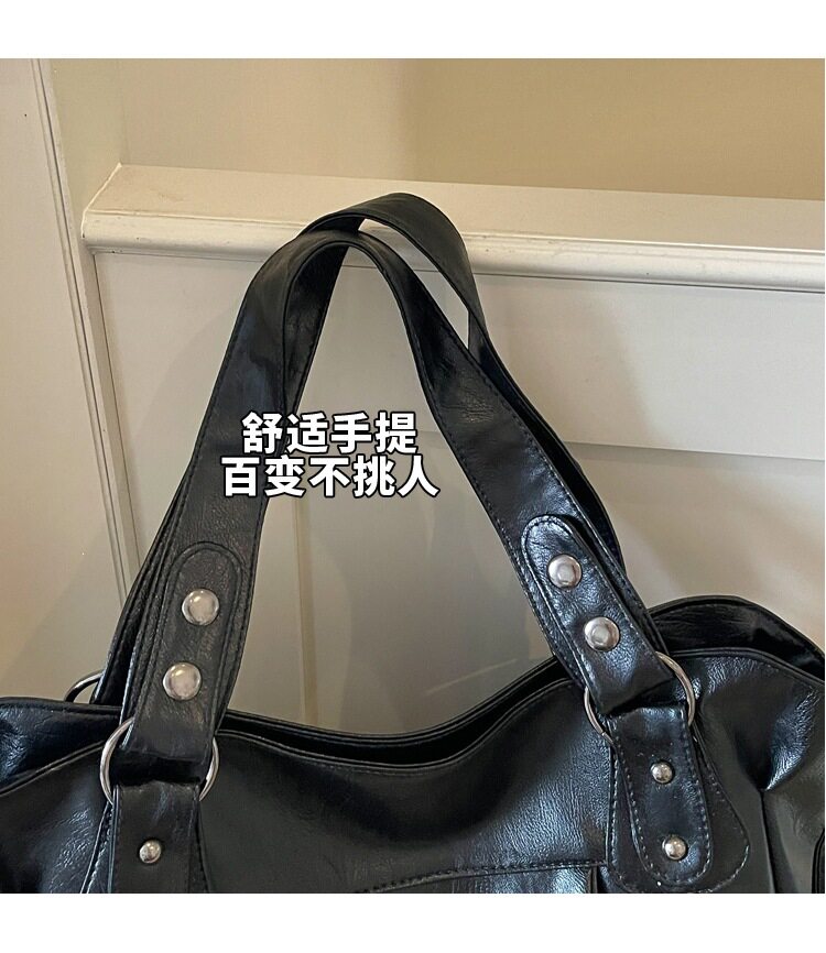 Túi tote nữ cỡ lớn đựng nhiều đồ, túi đeo vai kiêm túi xách tay và đeo chéo, phong cách đơn giản — màu cà phê, màu trắng ngà, đen chi tiết 5