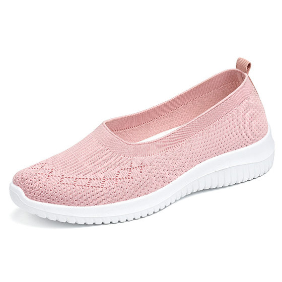 Shoes Women's 2024 New Foreign Trade Women's Shoes Breathable Fly-woven Shoes Soft Sole Cross-border Large Size Cloth Shoes Casual Moms Shoes