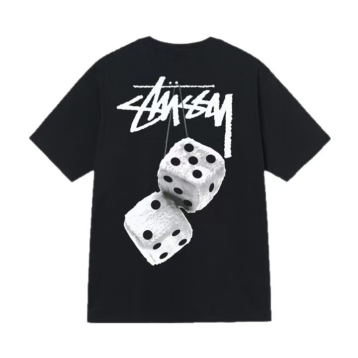 Stu Cross-Border Trendy Brand Pure Cotton Dice Print Unisex Short-Sleeve American-Style Loose Men's T-Shirt