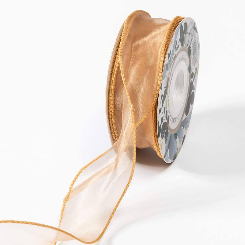 En stock al por mayor 4cm Phnom Penh fishtail hilo llano envuelto flor amplia cinta onda cinta ramo de flores material de embalaje