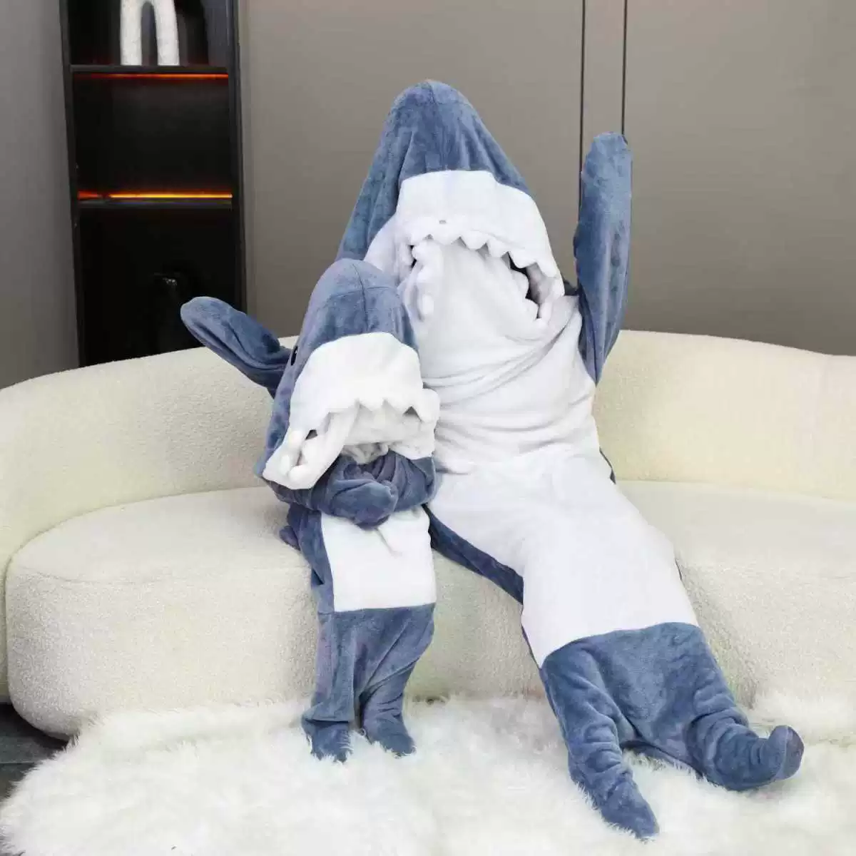 Завод оптовый мультфильм новый детский спальный мешок акулы сиамная пижама фланелевая акула домашняя одежда комбинезон общежитие