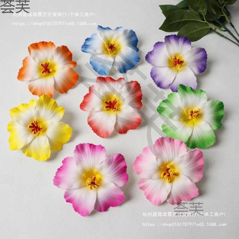 现货新款约10cm仿真扶桑花发夹头饰彩色花朵泳装旅游沙滩拍照发饰|undefined