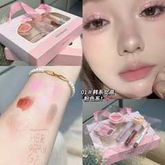 HERORANGE ミニメイクアップセット マットブラッシュ アイシャドウパレット リップグレーズ アイライナー 化粧品 ギフトセット