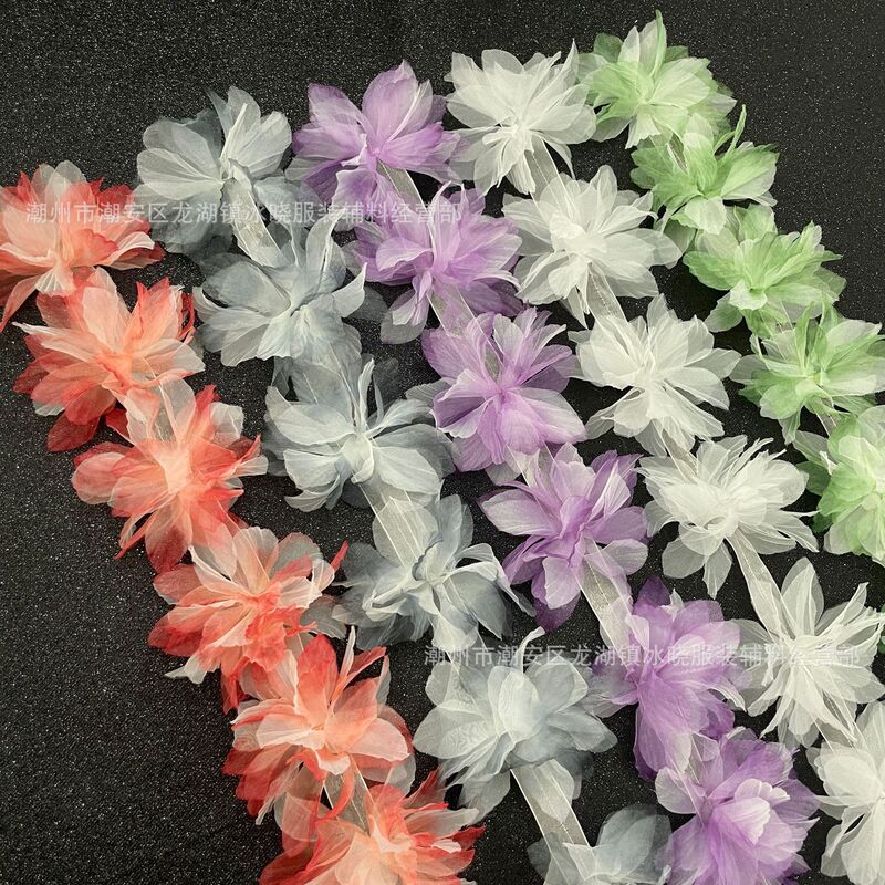 11cm Gradient Organza Stereo Flower Lace Women's Shoes and Hats Accessories diy Hand-held Flower Cake Decorations