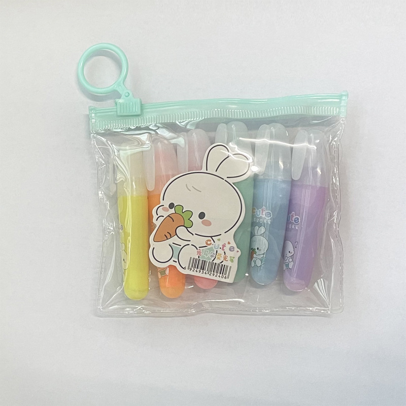 蛍光ペンミニ錠剤蛍光ペンカラー画重点ペンマーカーペン落書きペンカラーペン6色セット|undefined