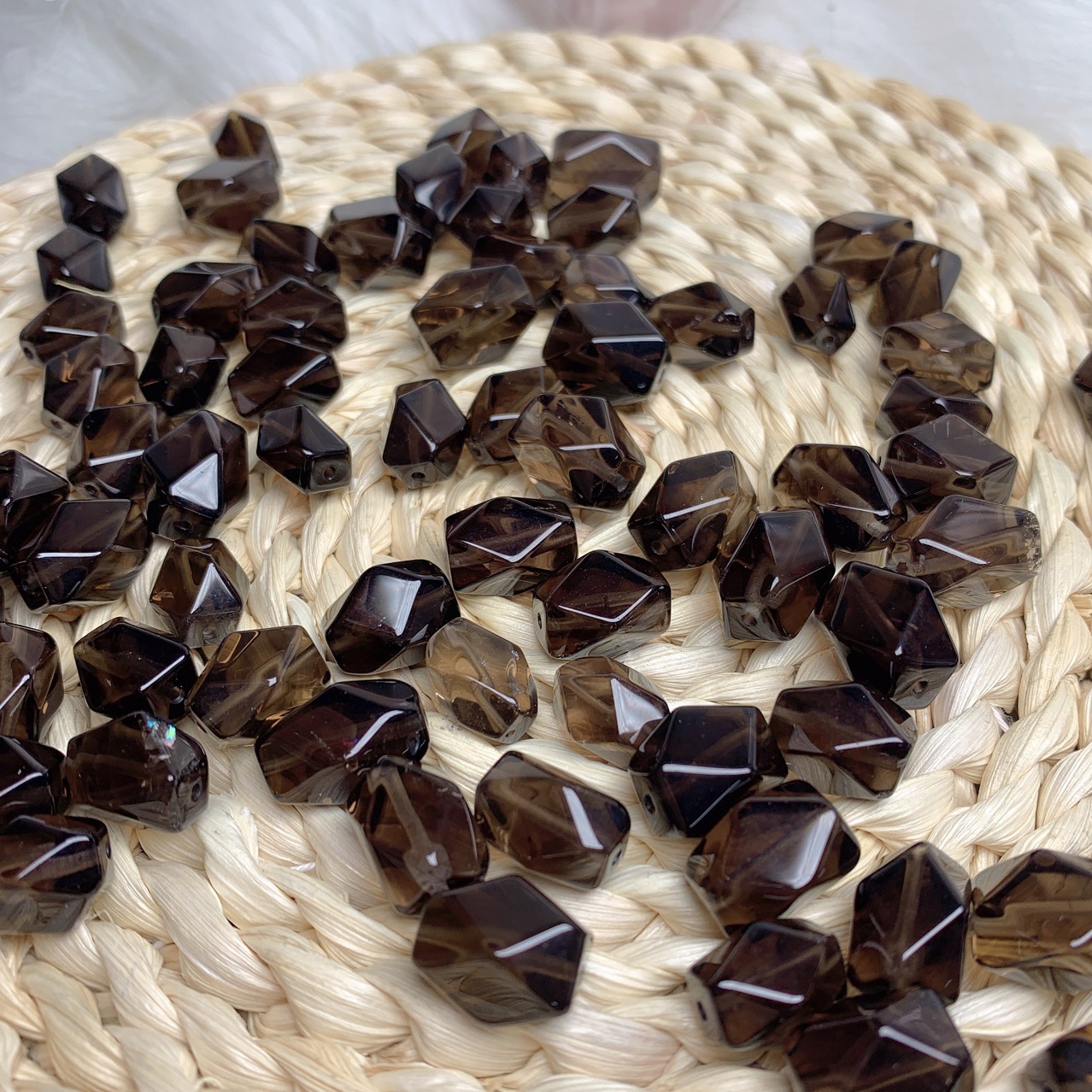 天然不规则随形状净体茶水晶烟晶单珠子散珠diy手工饰品文玩手链-阿里巴巴