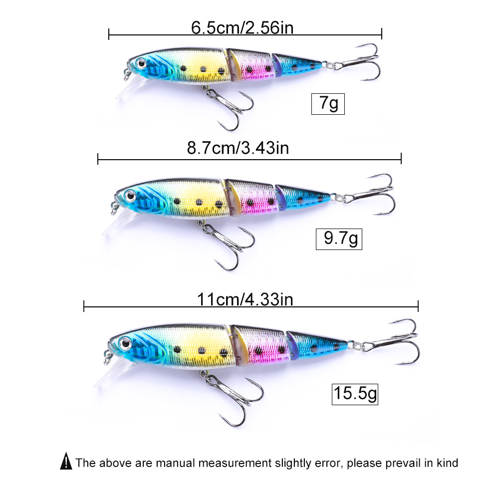 FTK multicolor tres secciones Loya cebo 11.5cm / 15g simulación multi-sección Mino cebo de pesca al aire libre transfronteriza mayorista