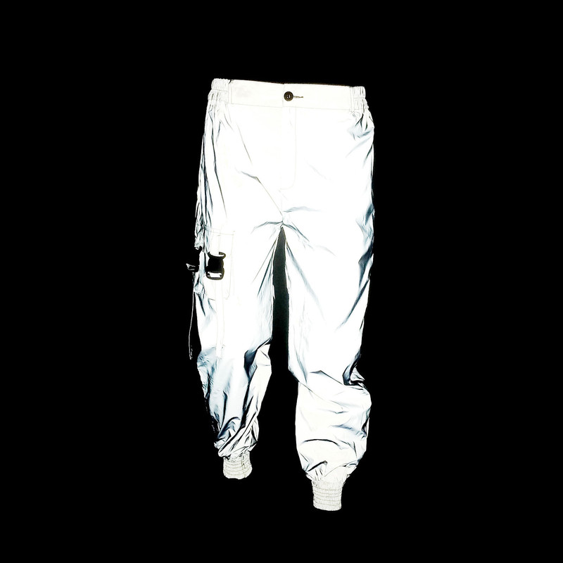 American-Style High Street Reflective Pants for Men, Spring and Autumn Side Zipper Design, Suitable for Cycling, Jogging, Night Vision Safety Jogger Pants