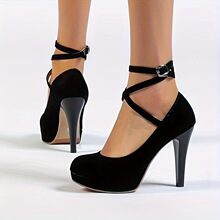 B 20926 Black Velvet Mary Jane Heels ��ɫ�q��߸�Ь
