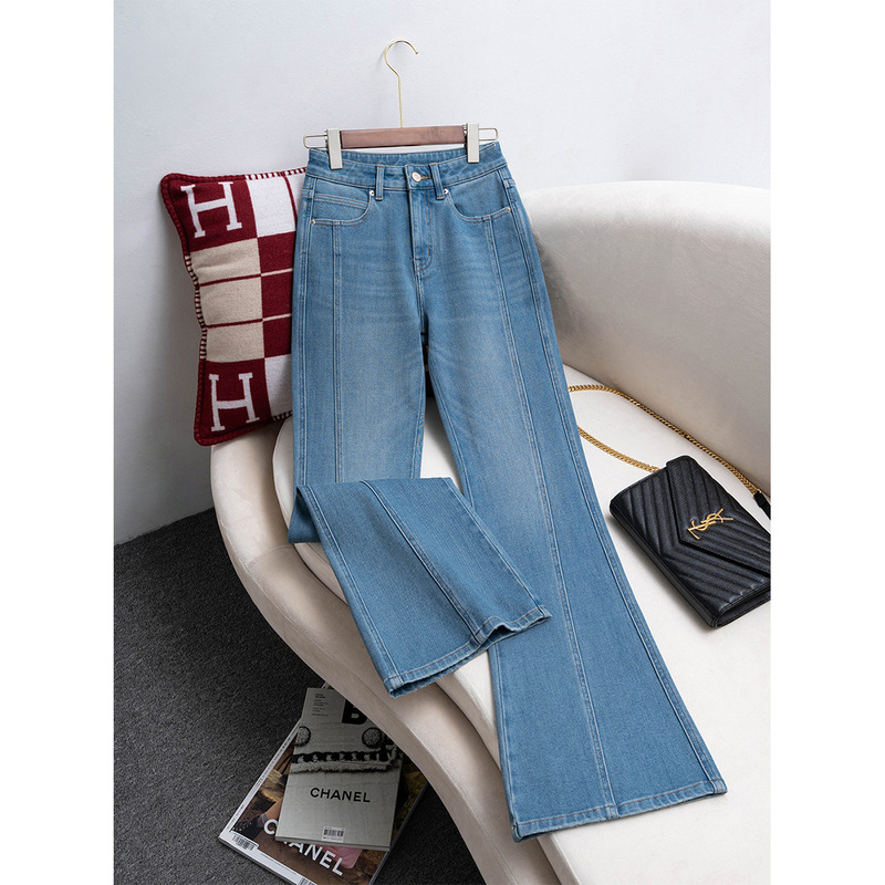 Li Shaonv! Hong Kong Style Blue Flared Pants 2026 New Spring High-End Blue Slightly Flared Jeans for Women