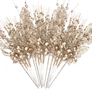 Christmas Set Combination Amazon New Product Cuttings Gold Powder Berries Artificial Flowers Party Cross-Border Hot Selling Manufacturer Wholesale