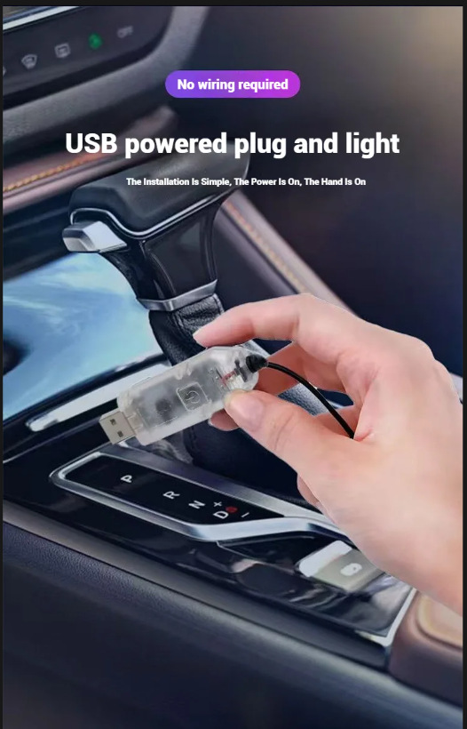New Car Atmosphere Light USB Instrument Panel Wrap-Around through Led Windshield Silicone Light Streamer Atmosphere Light