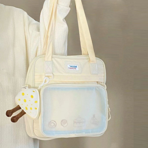 Japanese fresh and sweet student shoulder crossbody bag large capacity transparent women's shoulder bag simple fashion jelly bag