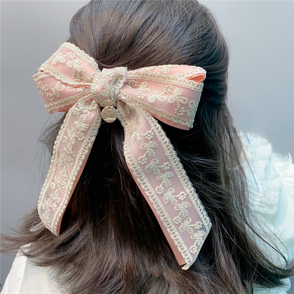 Korean Style Lace Double-layer Bow Hairpin display picture 13