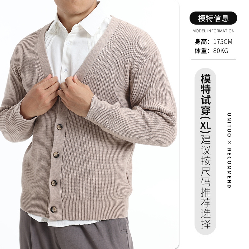 Hombres botón de viento perezoso jersey de punto Cardigan chaqueta de hombre otoño y invierno estilo coreano casual suéter holgado versátil