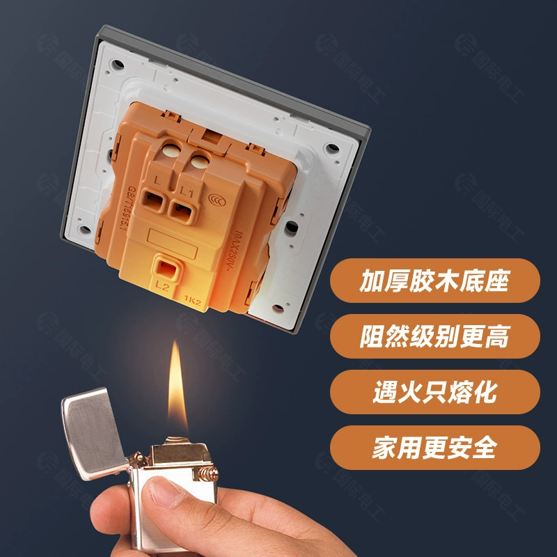 International electrician type 86 ultra-thin matte frameless right-angle gray switch socket panel household one-open single-control five-hole