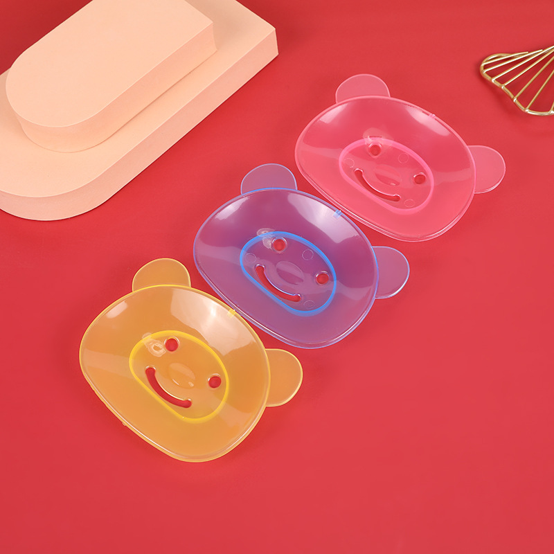 创意新款透明小熊香皂盒浴室肥皂盒大号香皂收纳盒塑料洗衣皂盒子|ms