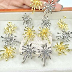 欧美个性夸张铜镀光面烟花耳钉饰品女士高级感轻奢冷淡风花卉耳饰