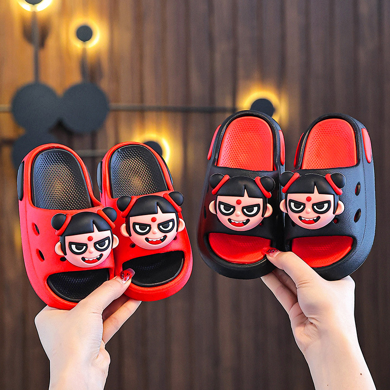 Nezha zapatillas para niños niño EVA niño niña baño de verano baño interior bebé hogar fondo suave antideslizante