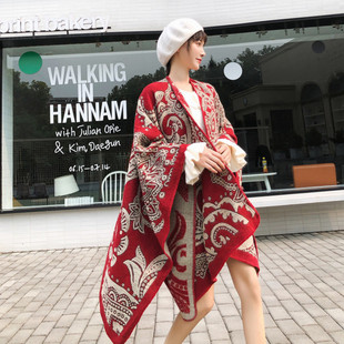 Fashion All-match Warm Large Shawl Women's Ethnic Style Yunnan Xizang Travel Wear Summer Cashmere Scarf in stock