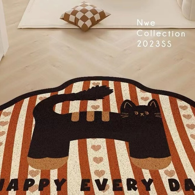 Personalized cat entrance door silk ring foot mat entrance door non-slip mat wear-resistant anti-dust mat