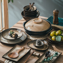 景德镇紫砂窑变陶瓷餐具组合 家居家用盘碟中式和风餐具碗盘