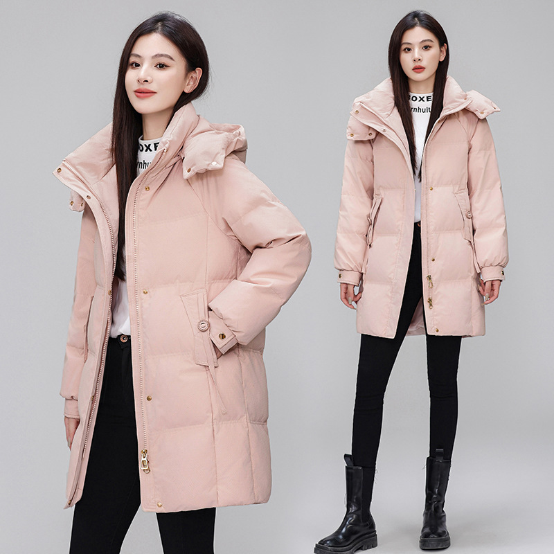 Down Jacket Women's Mid-Length 2025 Winter Hooded Fashion High-End Korean Fashion Versatile Thickeneded Warm Jacket