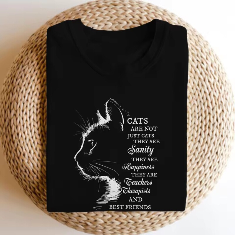Cat Lover Gift Short-Sleeve Women's T-Shirt with Cat Print, Summer Clothing, Fun Cat Quote Print, Casual Wear Cat Lover Gift Short-Sleeve Women's T-Shirt with Cat Print, Summer Clothing, Fun Cat Quote Print, Casual Wear