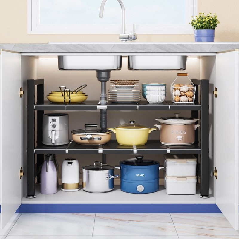 Kitchen sink storage rack household pot rack cabinet storage rack…