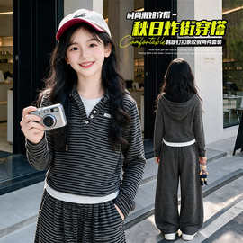 女童套装秋装2026新款洋气时髦童装小女孩休闲早秋儿童卫衣两件套