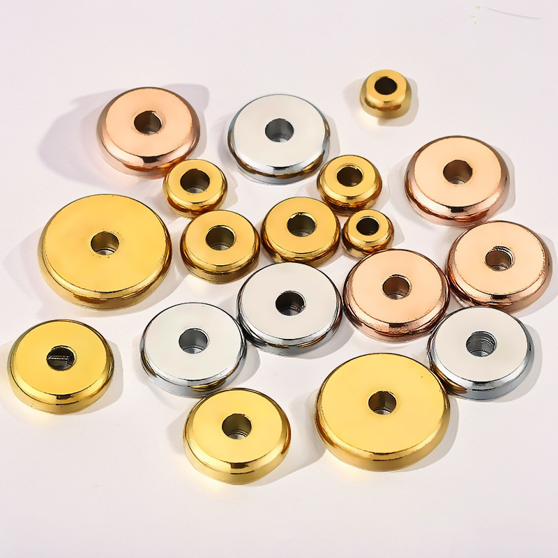 Stainless steel abacus beads wheel beads titanium steel flat beads positioning beads vacuum plating bracelet beads necklace beads DIY