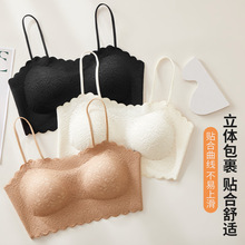 性感甜美抹胸蕾丝细吊带女士内衣带胸垫免穿文胸无痕打底美背背心