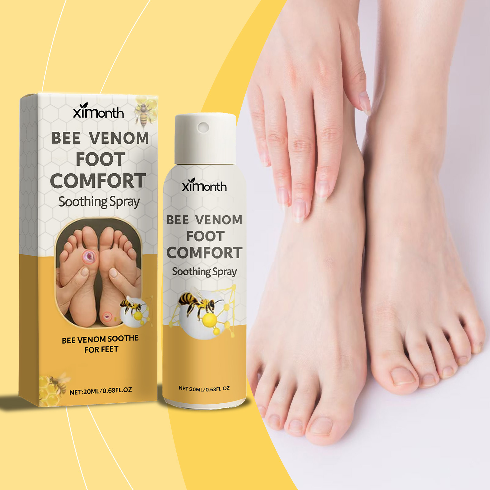 Ximonth Bee Venom Foot Care Spray Gentle, Moisturizing, and Comforting Daily Foot Care Spray