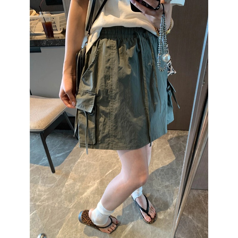 Mochie Niche Design American-Style Drawstring Elastic High-Waisted Loose Slimming A-Line Workwear Skirt Mq1441 Mochie Niche Design American-Style Drawstring Elastic High-Waisted Loose Slimming A-Line Workwear Skirt Mq1441