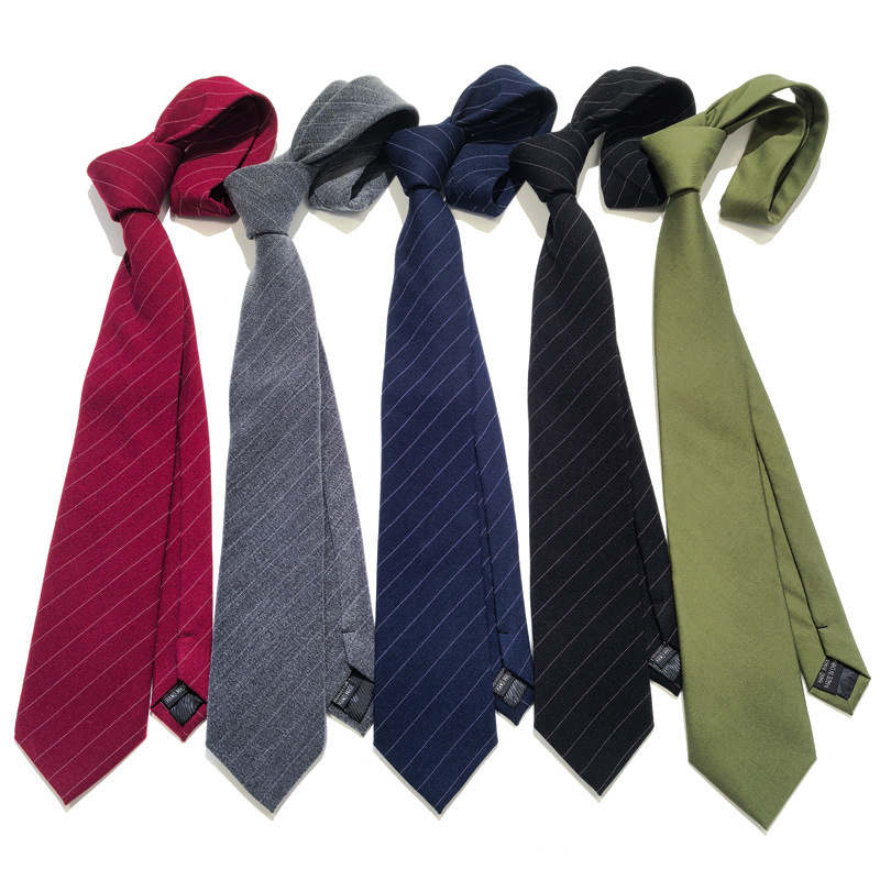 Trendy Popular Hand-Tied Tie for Male and Female Students' Uniform Shirts Performance Photography Props Gray Striped Black