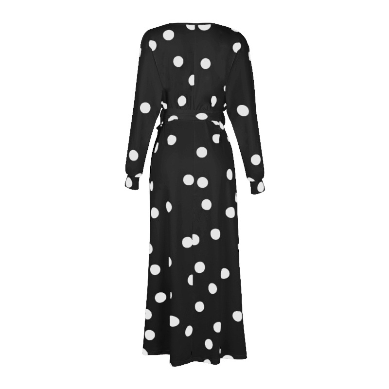 wave dot printing long-sleeved dress  NSKX27607