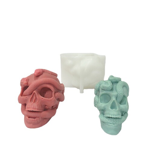 New Arrival: Terrifying Snake Head Skull Silicone Mold for Halloween Candles & DIY Resin/Gypsum Decorative Ornaments