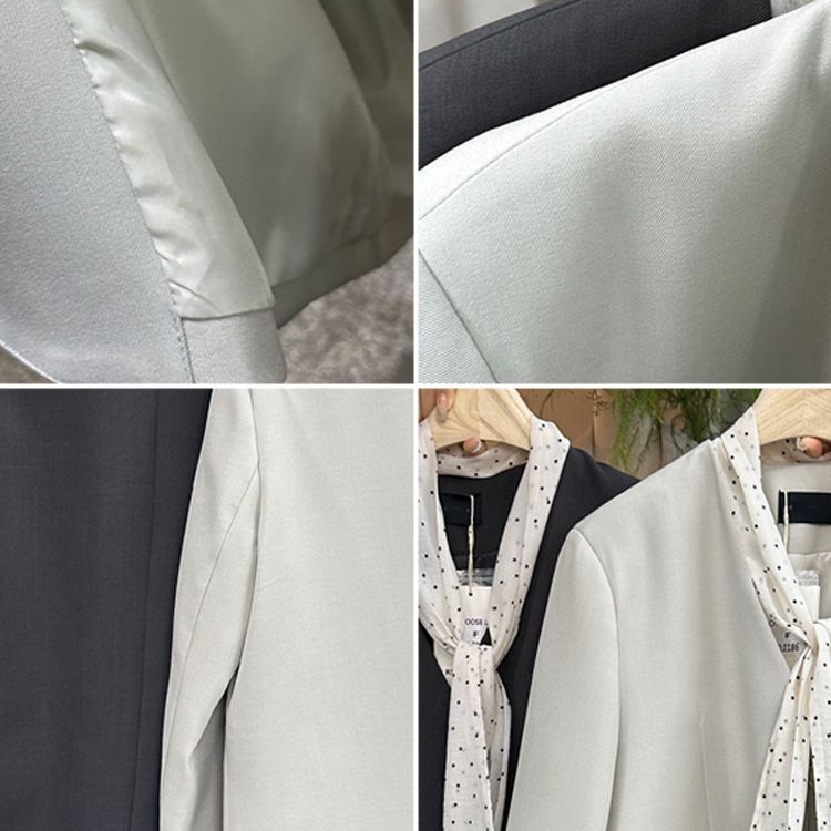 2026 Spring Commuting Women's Blazer Korean Style Loose Fit With Polka Dot Scarf Mid-Length Elegant Versatile Coat_ecoleips.com