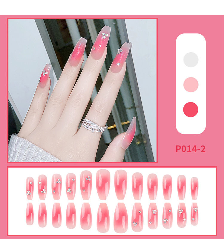 Fashion Nail Beauty Blush Heart Shape Rhinestone Butterfly Glitter Gradient Fake Nail display picture 2