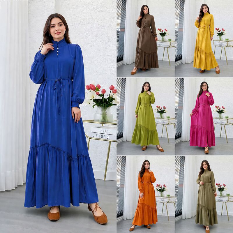 M399 # Amazon Malaysian cross-border women's clothing Turkish dress with ruffled stand-up collar and large hem long skirt M399 # Amazon Malaysian cross-border women's clothing Turkish dress with ruffled stand-up collar and large hem long skirt