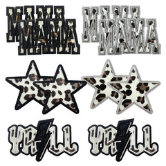 クロスボーダーtemuスポットホットモデル豹紋MAMAアイロン刺繍布貼りdiy帽子バッグ補助材料パッチ