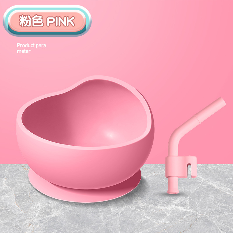 [복숭아가루] 풀실리콘 흡착컵 그릇 + 수프 빨대