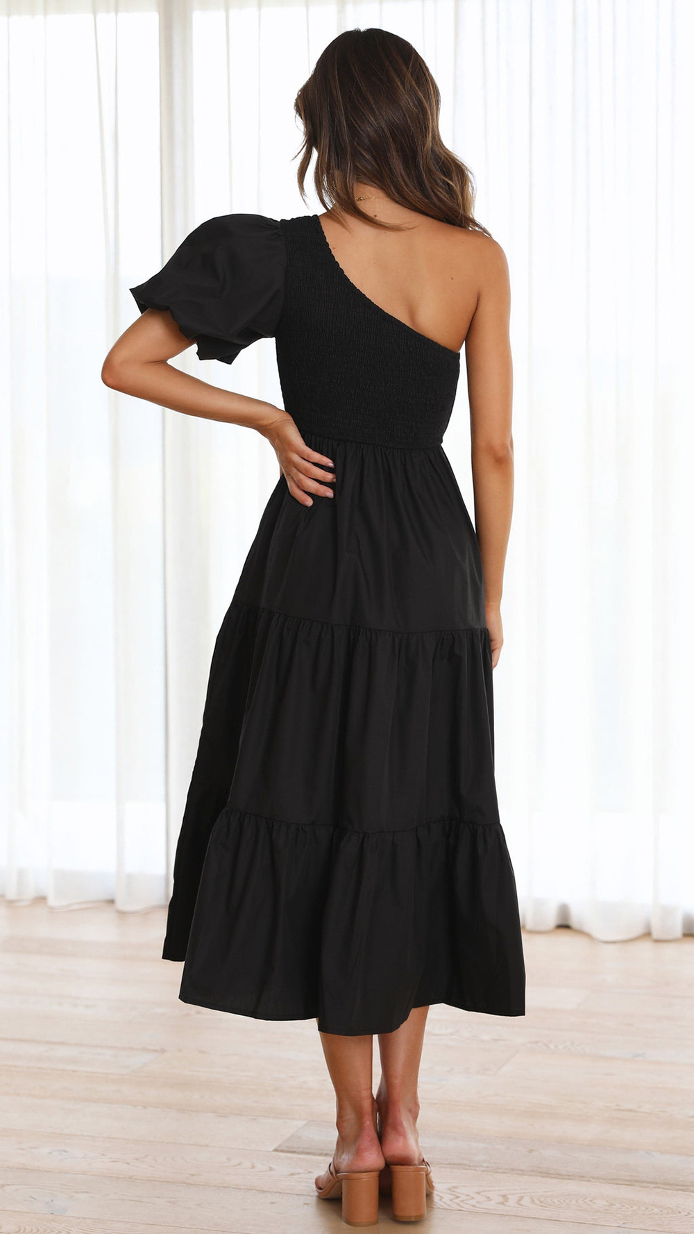 490g Weight Maxi Long Dress Dress Length Type Short Sleeve Sleeve Length Regular Dress Dresses Type Puff Sleeve Sleeve Type Polyester Fabric Type Mid Waist Waist Line Holiday, Daily Occasion Oblique collar Neckline Regular Fit Fit Type Solid Color Pattern Summer Season Women's Gender Ruffles Design Streetwear Style Wholesale Women's Streetwear Ruffles Solid Color Holiday Daily Oblique Collar Short Sleeve Regular Dress 11